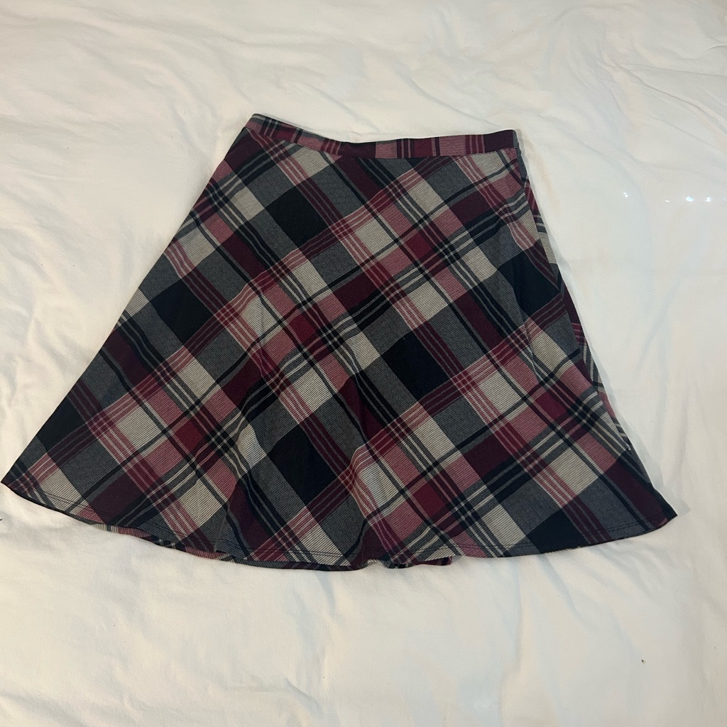 Laura Scott Black And Red Plaid A-Line Skirt